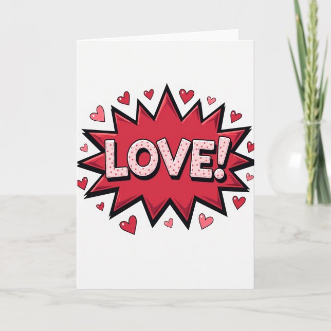 Pop Art Love Hearts Karte (Vorderseite)
