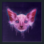 Pop Art Lykoi Werewolf Cat Acryl Wandkunst<br><div class="desc">Ein digitales Texturgemälde eines Katzenkopfes aus Lykoi mit Kratzern,  Spritzen und Tropfen auf einem groben strukturierten Hintergrund.</div>