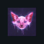 Pop Art Lykoi Werewolf Cat Leinwanddruck<br><div class="desc">Ein digitales Texturgemälde eines Katzenkopfes aus Lykoi mit Kratzern,  Spritzen und Tropfen auf einem groben strukturierten Hintergrund.</div>