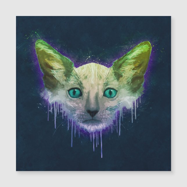 Pop Art Lykoi Werewolf Cat Magnetkarte (Vorderseite)