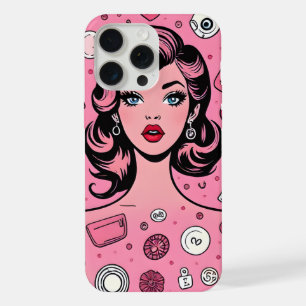 Pop-Art-Mädchen-Etuis rosa Etuis Design iPhone 15 Pro Max Hülle