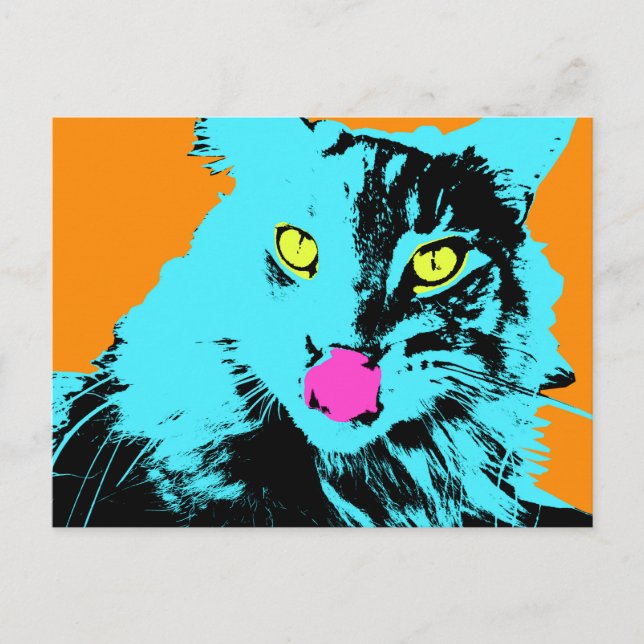 Pop Art Maine Coon Cat Postkarte (Vorderseite)
