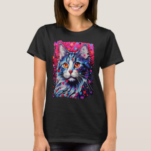 Pop Art Maine Coon Katze Herz T-Shirt