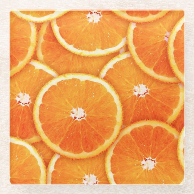 Pop Art Mandarine Glasuntersetzer (Vorderseite)