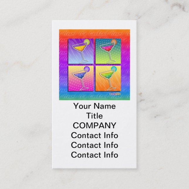 Pop Art MARGARITAS BUSINESS CARD (Vertikal) Visitenkarte (Vorderseite)