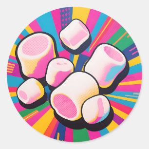 Pop-Art-Marshmallow-Explosion Runder Aufkleber