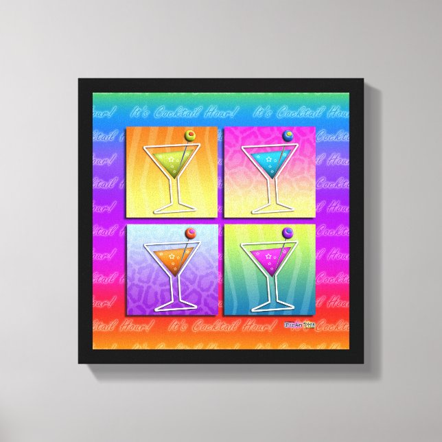 POP ART MARTINIS Galerie Ausgepackte Canvas Leinwanddruck (Vorderseite)