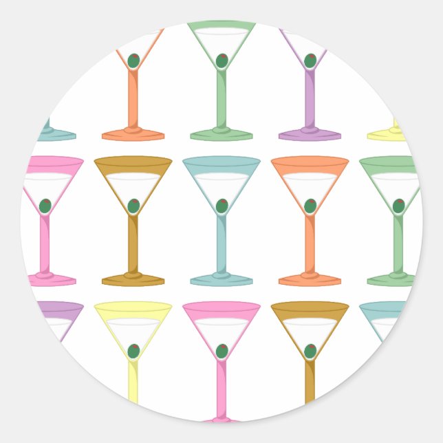Pop Art Martinis Runder Aufkleber (Vorderseite)