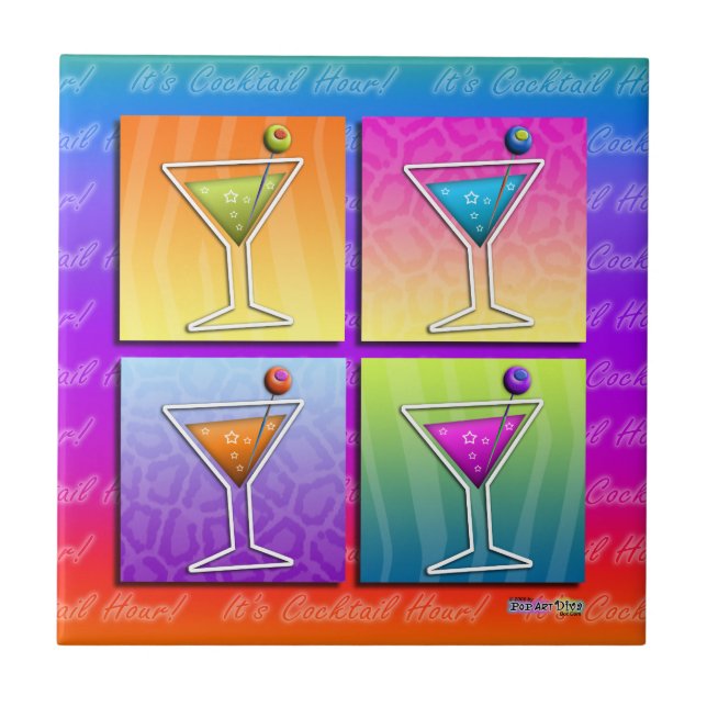 Pop Art Martinis Tile - Untersetzer - Trivet (Vorderseite)