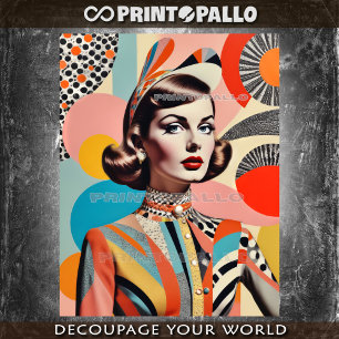 Pop Art Mid Century Collage einer Modefrau Seidenpapier