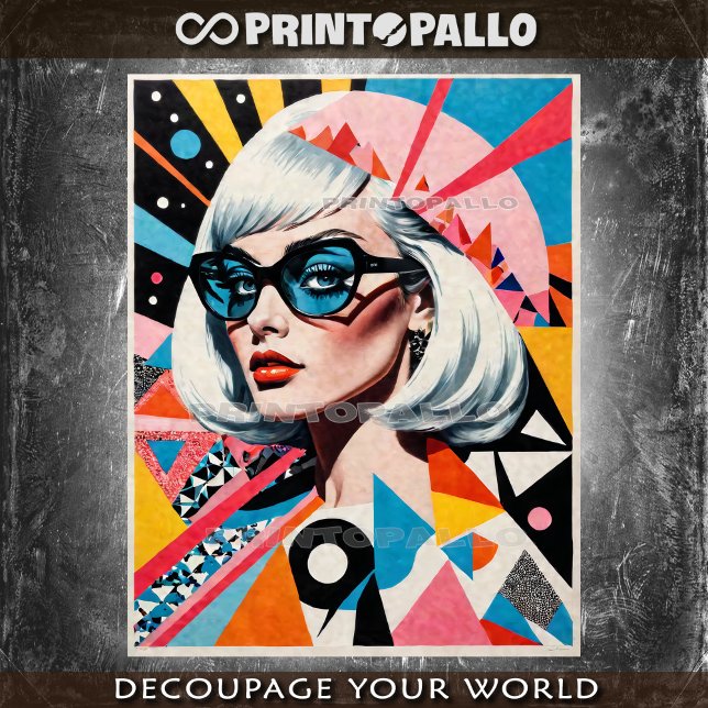 Pop Art Mid Century Frau mit Brillenmode Seidenpapier (Von Creator hochgeladen)