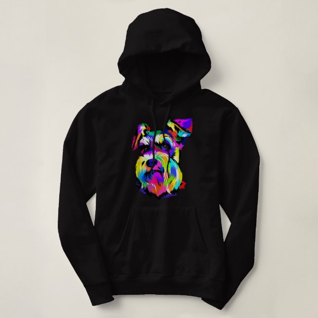 Pop Art Miniatur Schnauzer Dog Tierfreunde Behalte Hoodie (Design vorne)