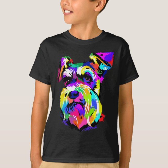 Pop Art Miniatur Schnauzer Dog Tierfreunde Behalte T-Shirt (Vorderseite)