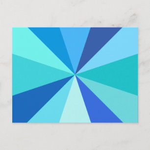 Pop Art Modern 60er Funky Geometric Rays in Blue Postkarte