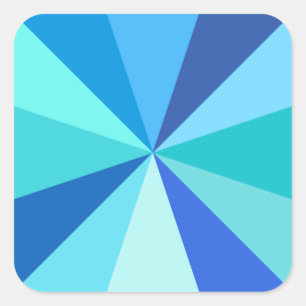 Pop Art Modern 60er Funky Geometric Rays in Blue Quadratischer Aufkleber