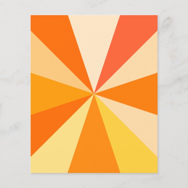 Pop Art Modern 60er Funky Geometric Rays in Orange Flyer (Hinten)