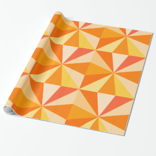 Pop Art Modern 60er Funky Geometric Rays in Orange Geschenkpapier