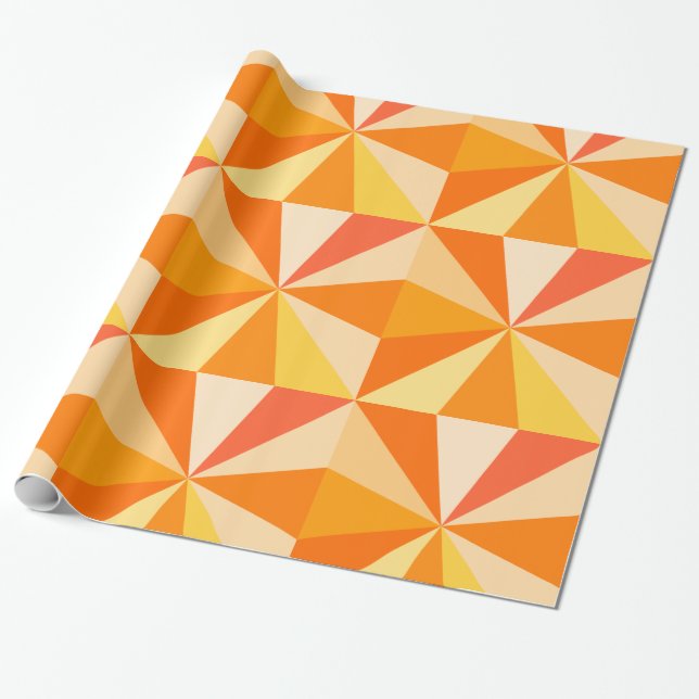 Pop Art Modern 60er Funky Geometric Rays in Orange Geschenkpapier (Ungerollt)