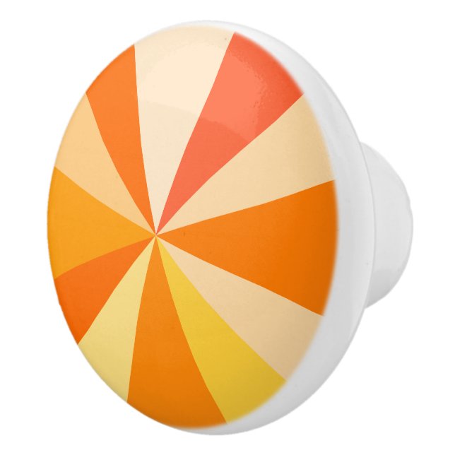 Pop Art Modern 60er Funky Geometric Rays in Orange Keramikknauf (Rechts)