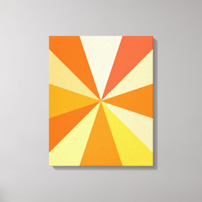 Pop Art Modern 60er Funky Geometric Rays in Orange Leinwanddruck (Vorderseite)