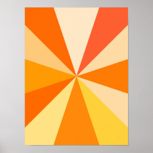 Pop Art Modern 60er Funky Geometric Rays in Orange Poster