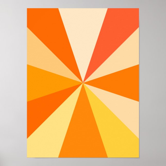 Pop Art Modern 60er Funky Geometric Rays in Orange Poster (Vorne)