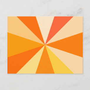 Pop Art Modern 60er Funky Geometric Rays in Orange Postkarte