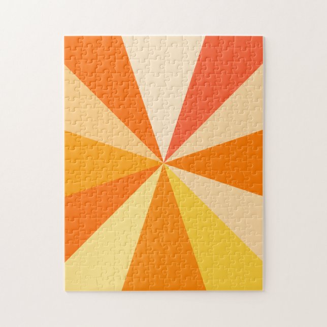 Pop Art Modern 60er Funky Geometric Rays in Orange Puzzle (Vertikal)
