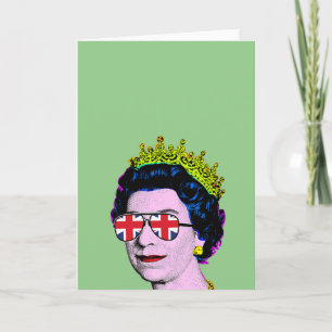 Pop Art Moderne lustige HM-Königin in Union Jack B Karte