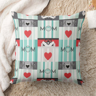 Pop-Art-MOM-Liebesmuster mit Herzen und Schleifen  Kissen