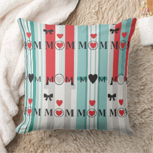 Pop-Art-MOM-Liebesmuster mit Herzen und Schleifen  Kissen