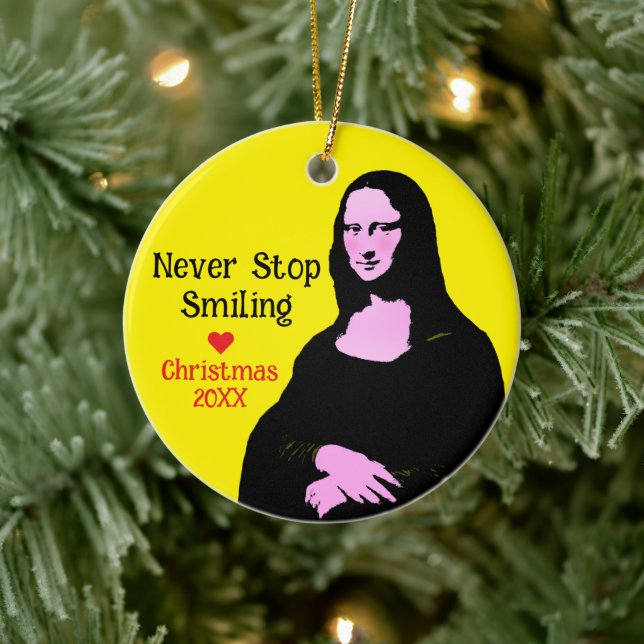 Pop Art Mona Lisa Art Lover  Keramik Ornament (Baum)