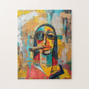 Pop Art Mona Lisa raucht Zigarre Puzzle