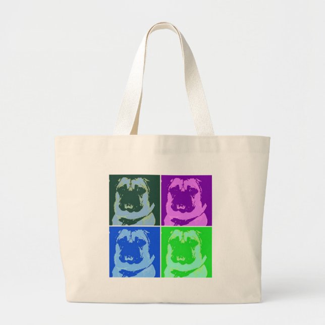 Pop Art Mops Jumbo Stoffbeutel (Vorne)