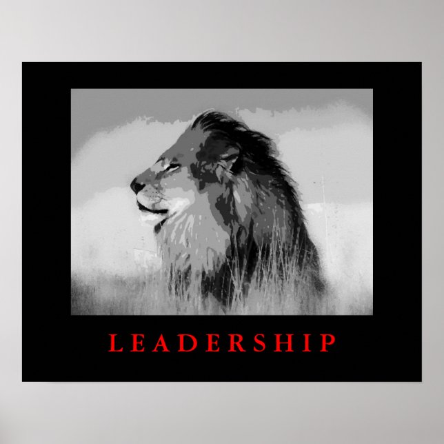 Pop Art Motivierend Leadership King Lion Poster (Vorne)