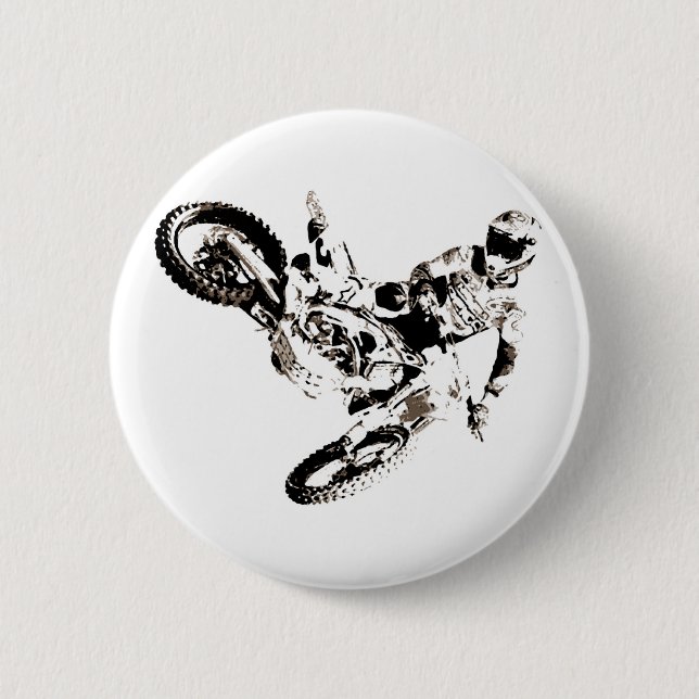 Pop Art Motocross Motorrad Sport Button (Vorderseite)