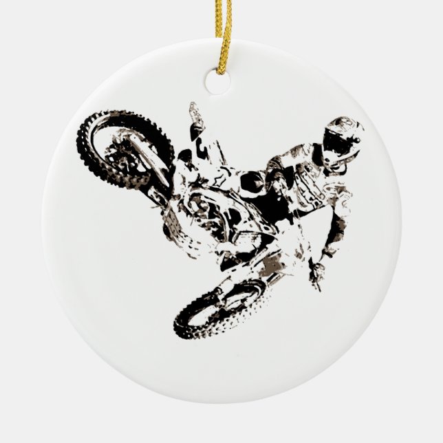 Pop Art Motocross Motorrad Sport Keramikornament (Vorne)