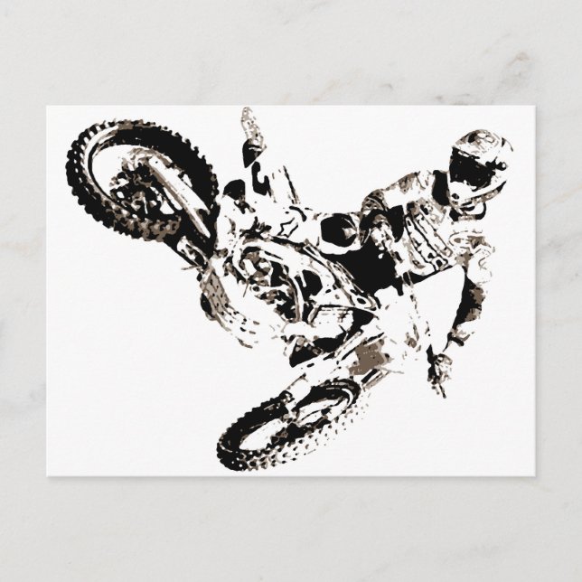 Pop Art Motocross Motorrad Sport Postkarte (Vorderseite)