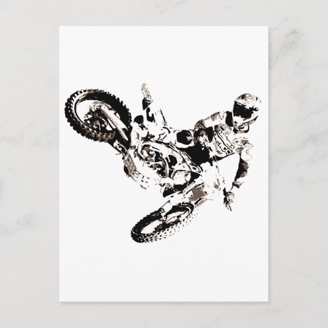 Pop Art Motocross Motorrad Sport Postkarte (Vorderseite)