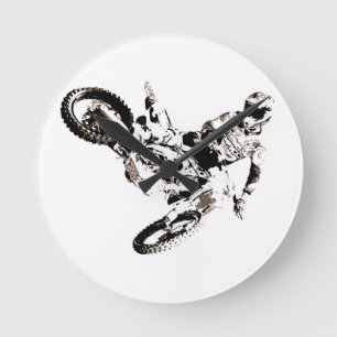 Pop Art Motocross Motorrad Sport Runde Wanduhr