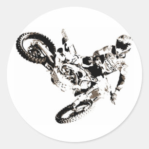Pop Art Motocross Motorrad Sport Runder Aufkleber