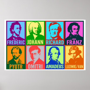 Pop Art Music Composers   Helle Mod Poster