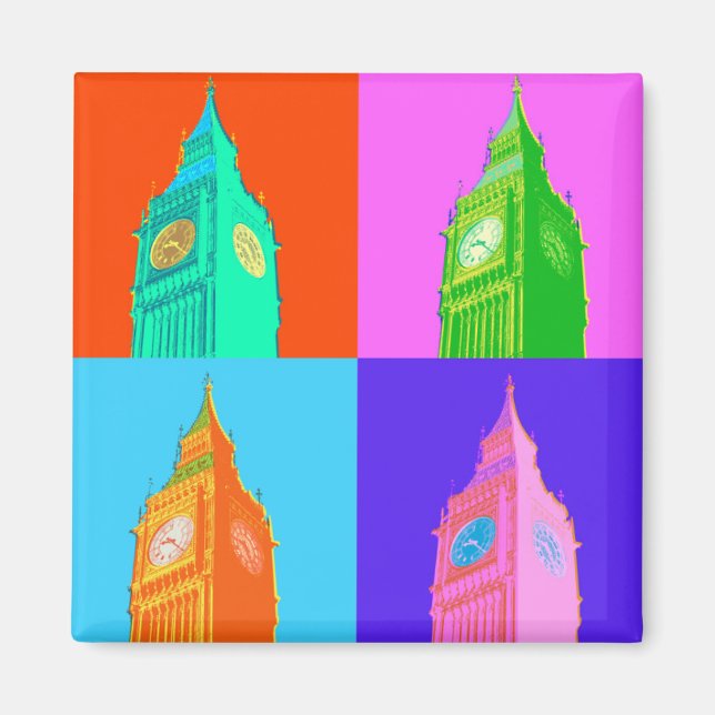 Pop Art Neon Big Ben Magnet (Vorne)