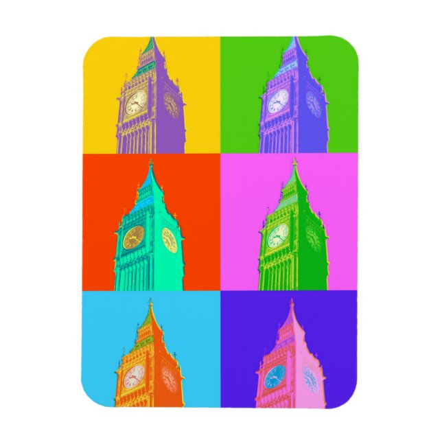 Pop Art Neon Big Ben Magnet (Vertikal)