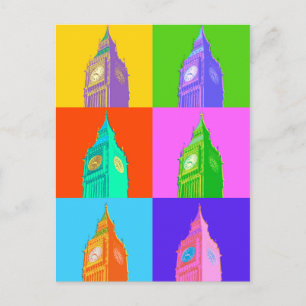 Pop Art Neon Big Ben Postkarte