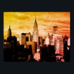 Pop Art New York City Ink Sketch Poster<br><div class="desc">New York City Midtown Old Style Image - Vintage New Yorker Kunstwerke</div>