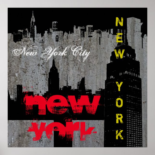 Pop Art New York City Manhattan Wolkenkratzer Poster (Vorne)