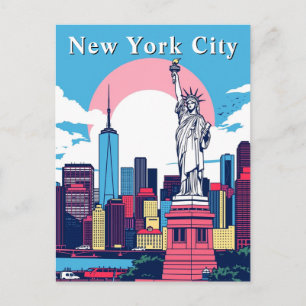 Pop-Art-New-York-City-Retro-Comic-Statue Postkarte