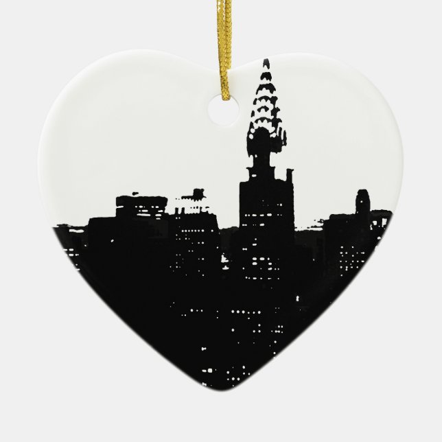 Pop Art New York Silhouette Keramik Ornament (Vorne)
