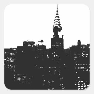 Pop Art New York Silhouette Quadratischer Aufkleber